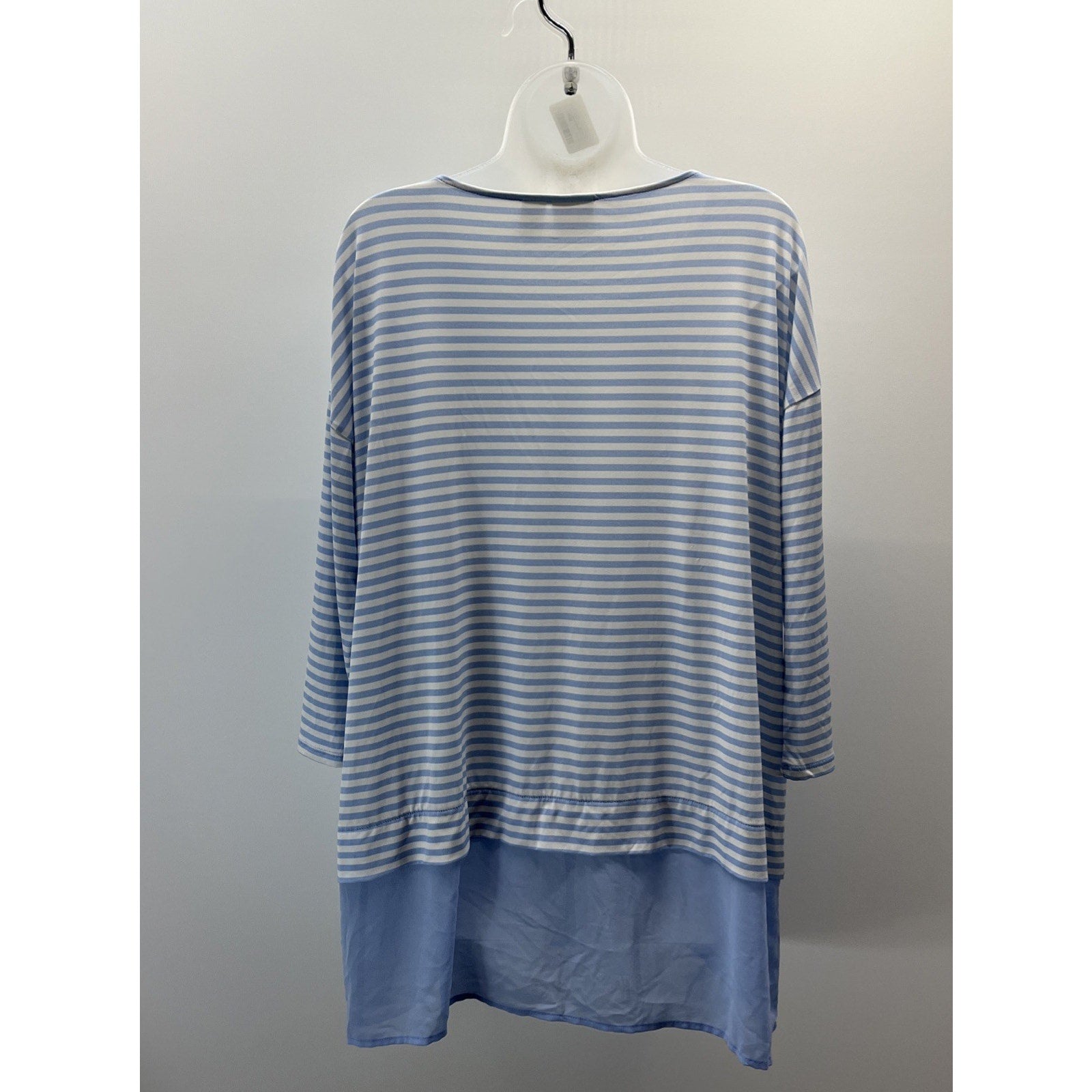 Chicos Light Blue Stripe 3/4 Sleeve Tunic Top Size 2