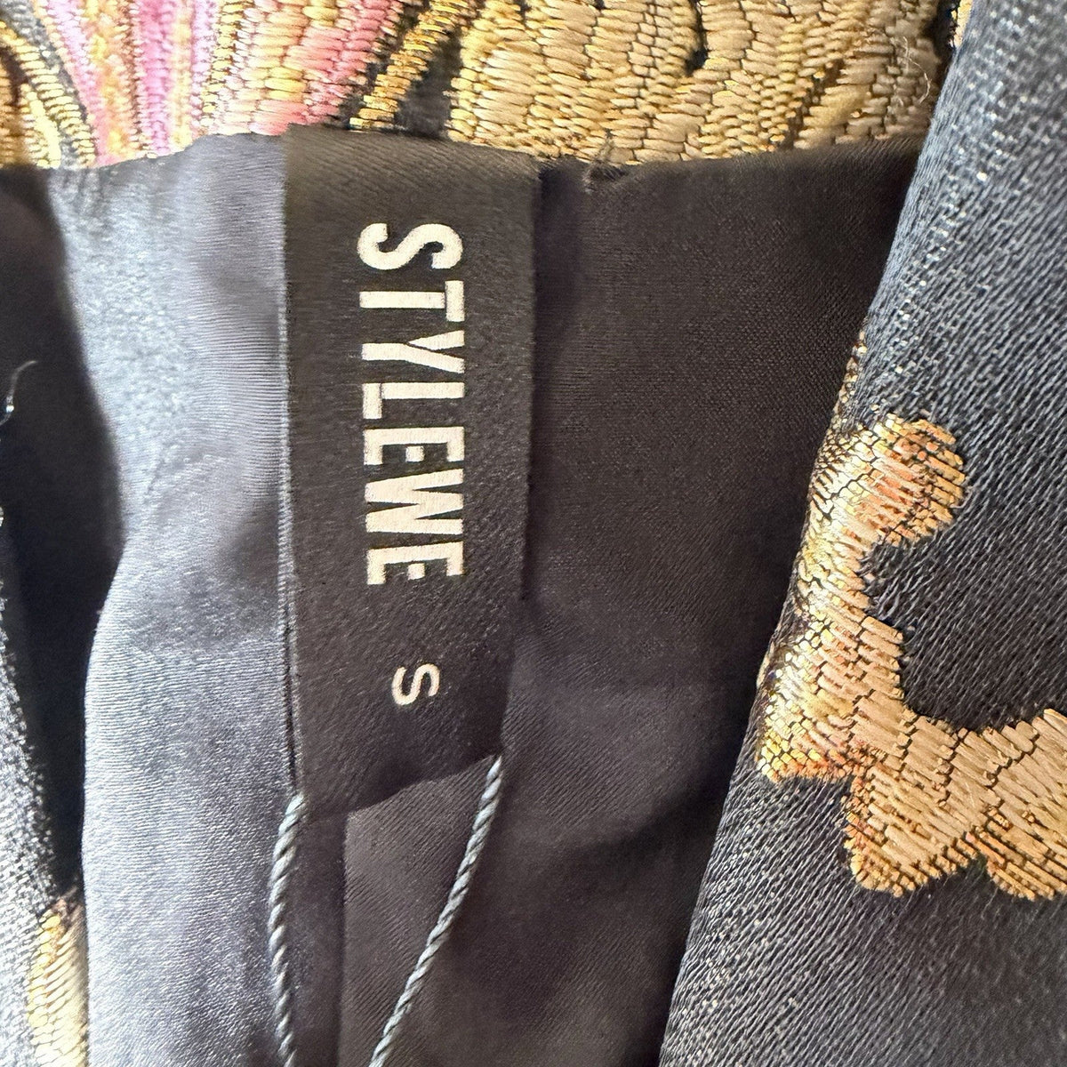 STYLEWE Blazer Womens Small Black Gold Floral Brocade Jacquard Jacket NWT Holida