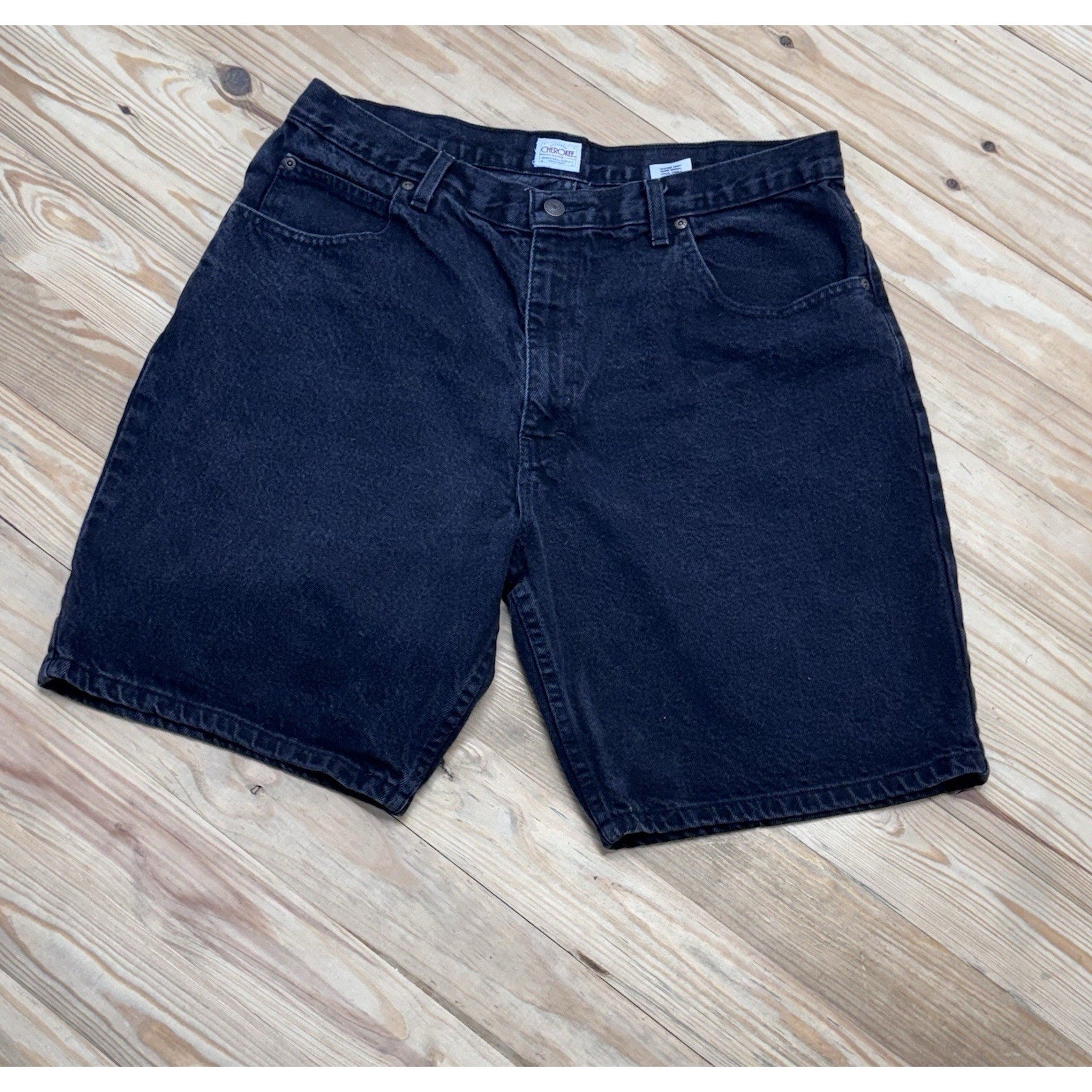 Cherokee Black Vintage Denim Shorts 8” Inseam 100% Cotton Men’s Size 38