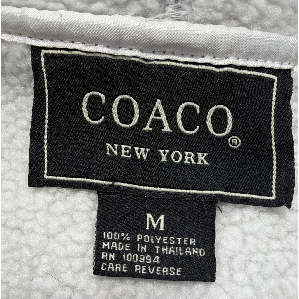 Coaco NY Fleece Polyester Soft Warm Full Zip Hooded Vest Light Grey Womens Sz M