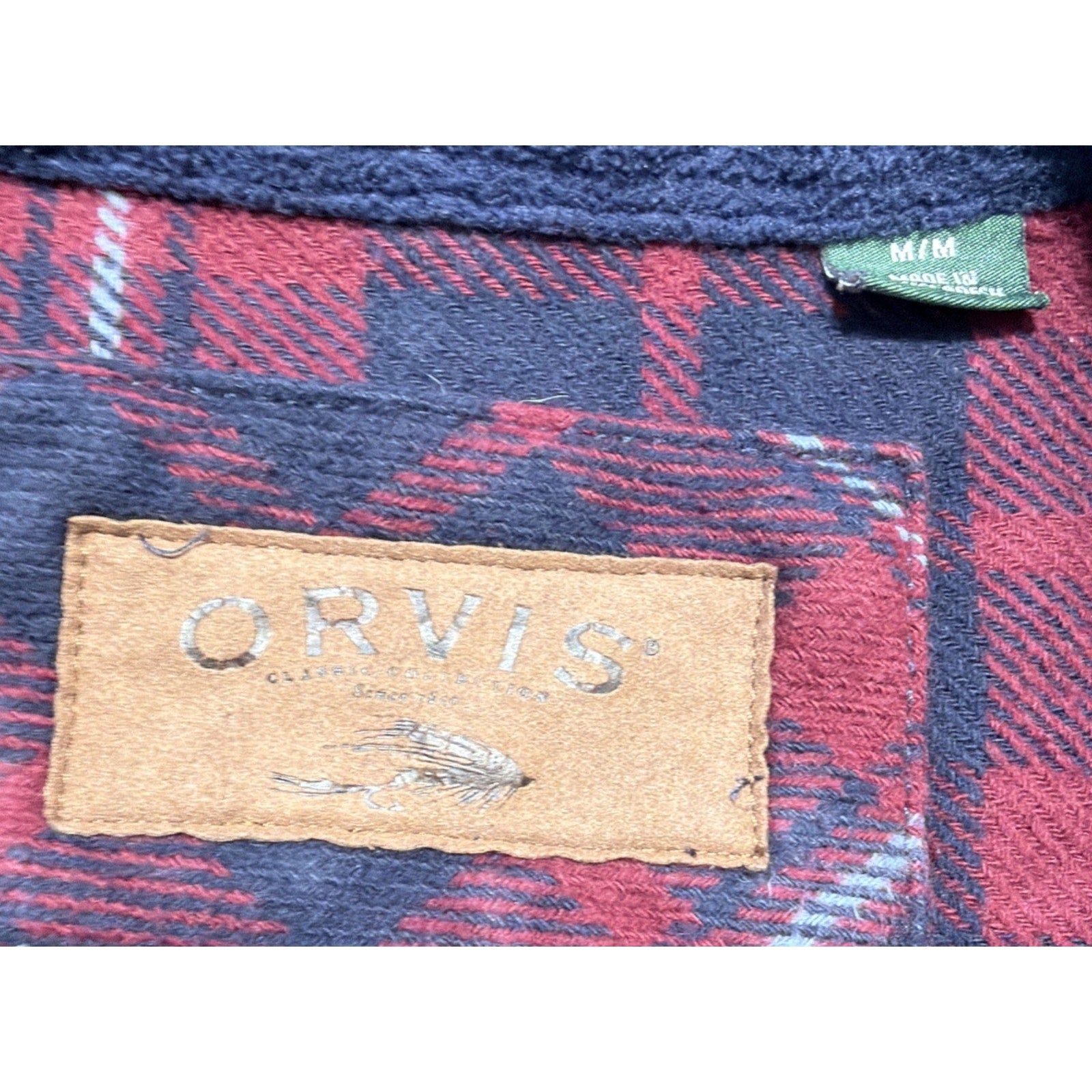 Orvis Big Bear Flannel Shirt Plaid Heavyweight Shacket Pockets Mens Size M