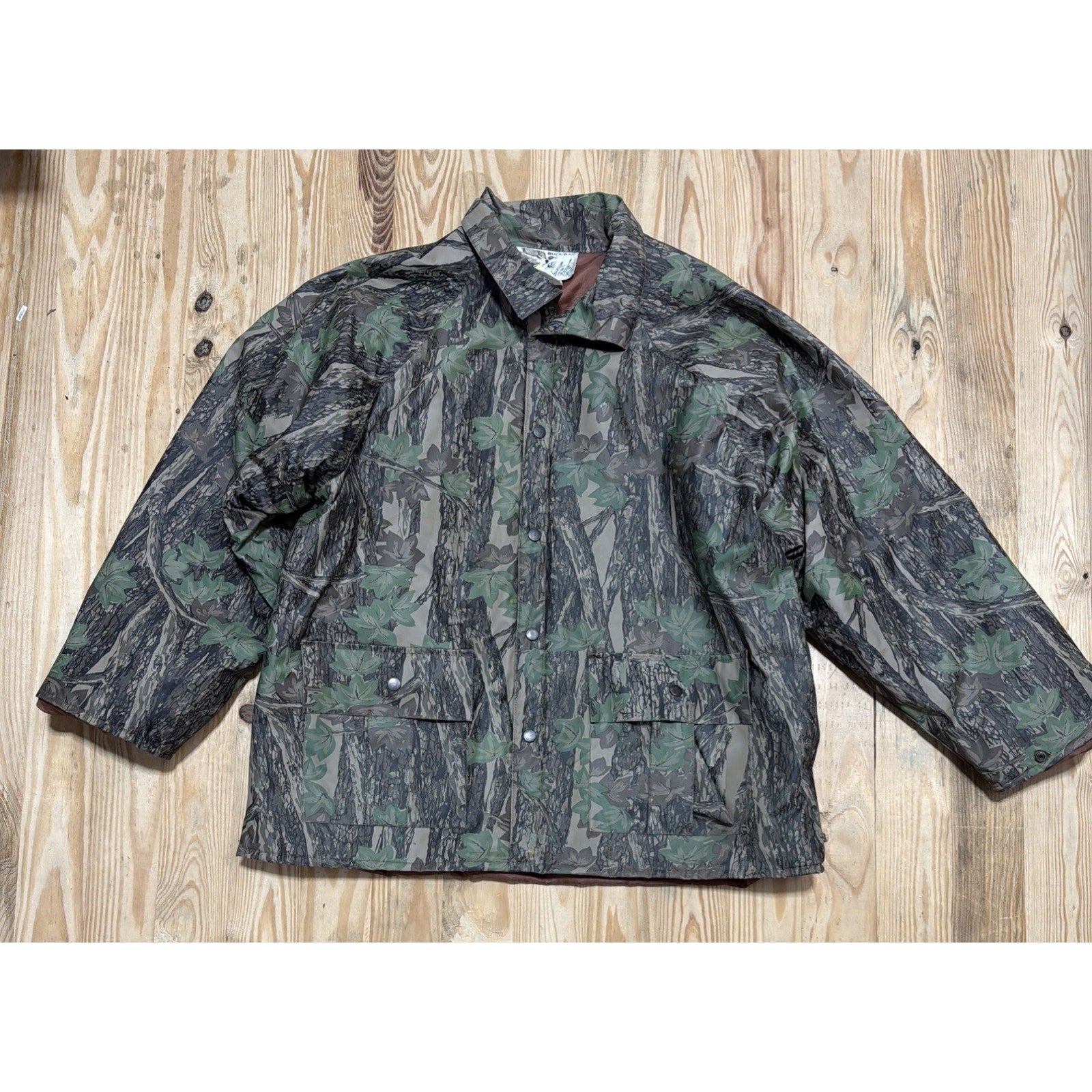 Vintage Duck Bay Snap Up Camo Rebark PVC Hunting Lined Jacket in Size Medium