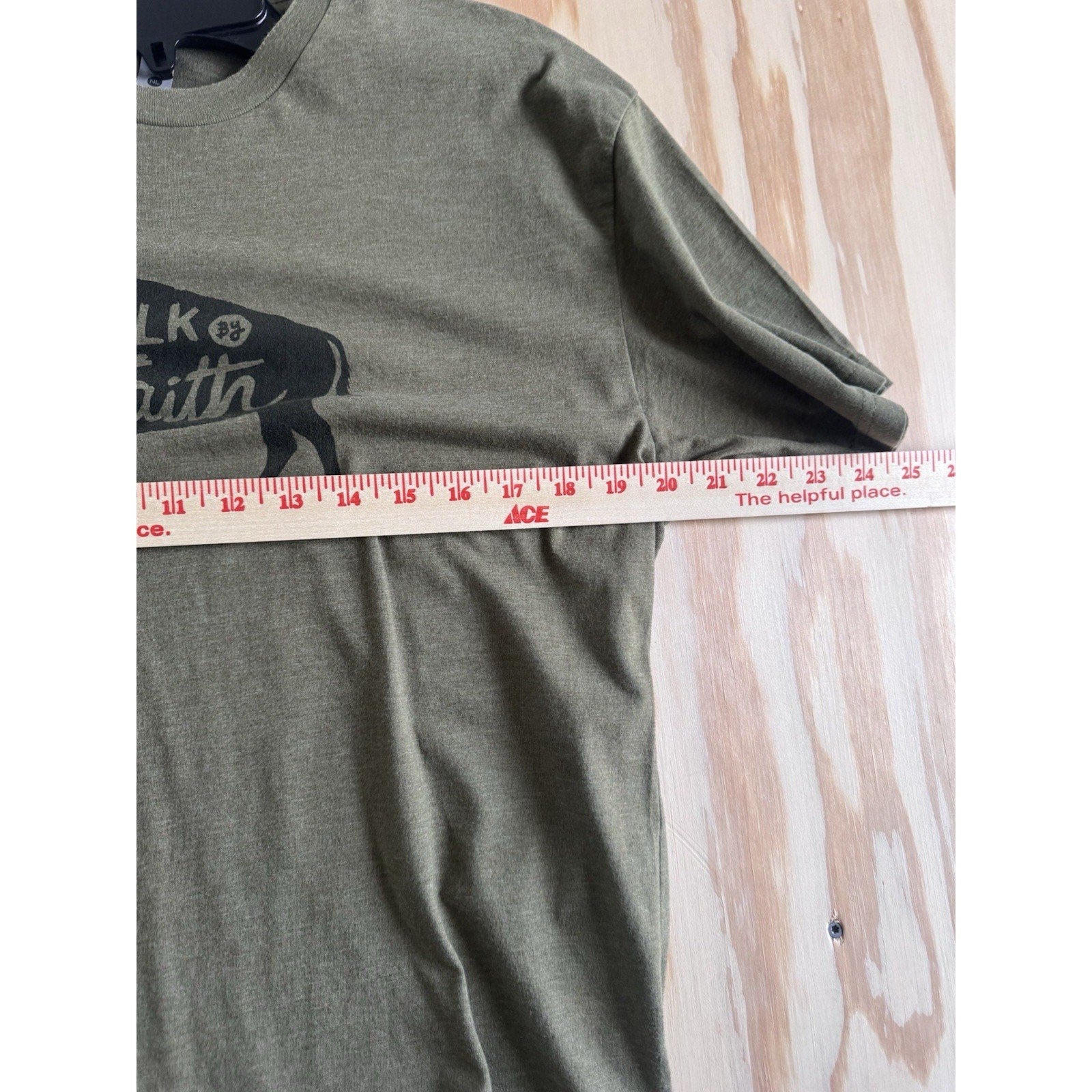 Walk By Faith Buffalo Graphic T Shirt Mens Large Tan Christian Western