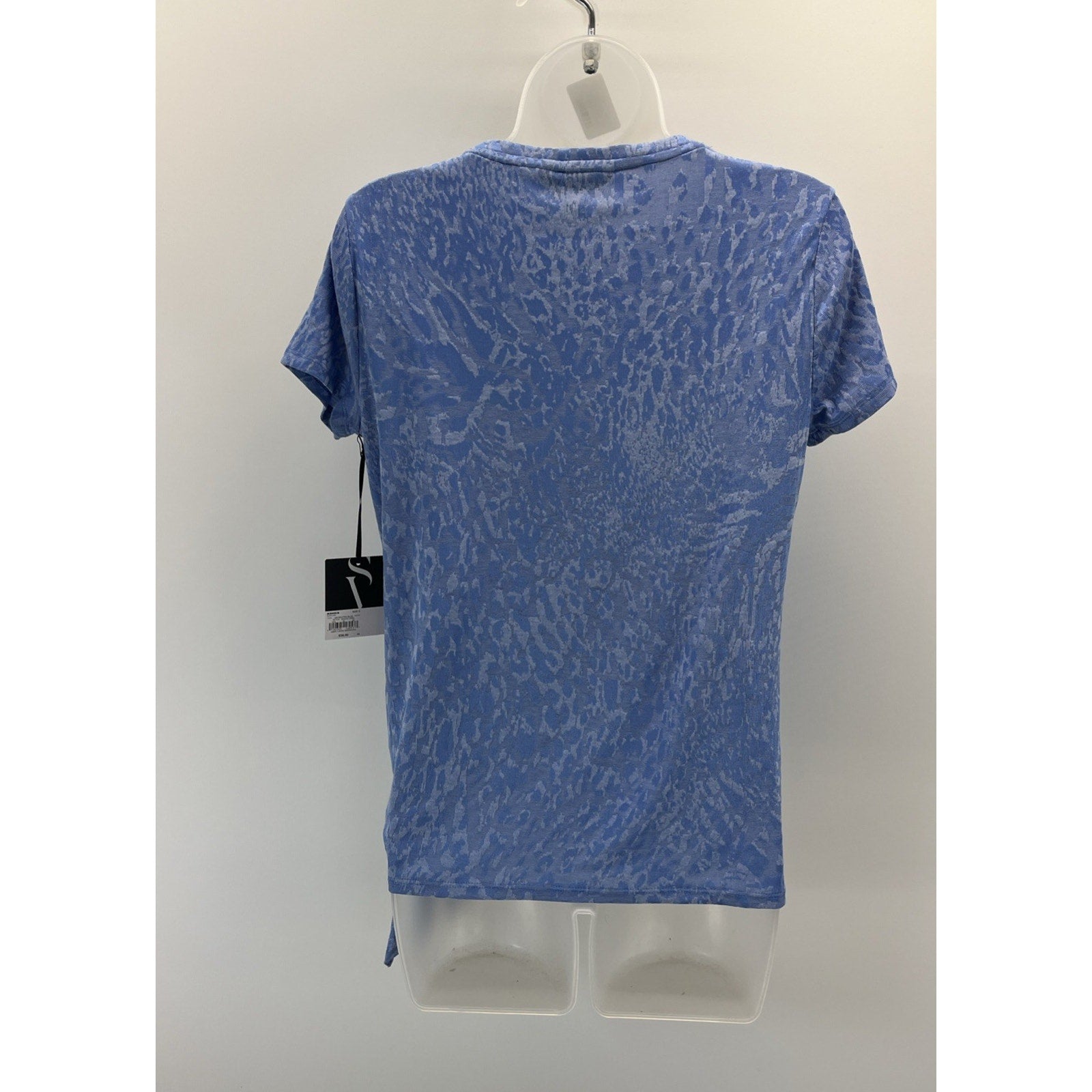 NWT Simply Vera Wang Tee Top Sash-Tie Waist Solid-Leopard Pattern Sz S Blue