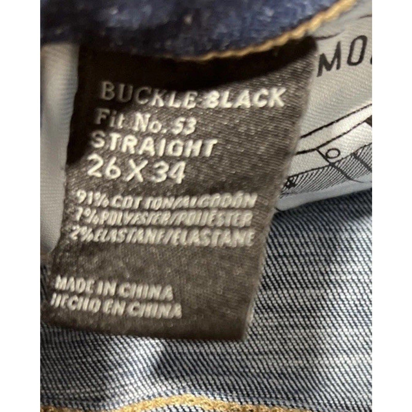 Buckle Black Women's Sz 26x34 Fit No. 53 Straight Leg Blue Denim Jeans Stretch