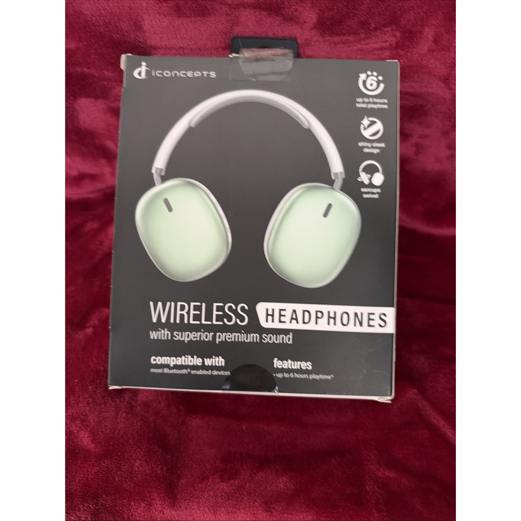 iConcepts Wireless Bluetooth Over-Ear Headphones Headband Green/White