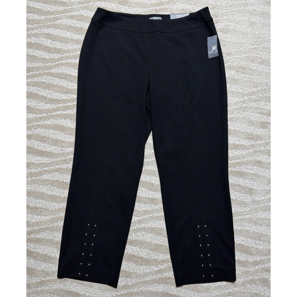 NWT JM Collection Black Pull On Comfort Waist Stud Ankle Pants Women's Plus 16W