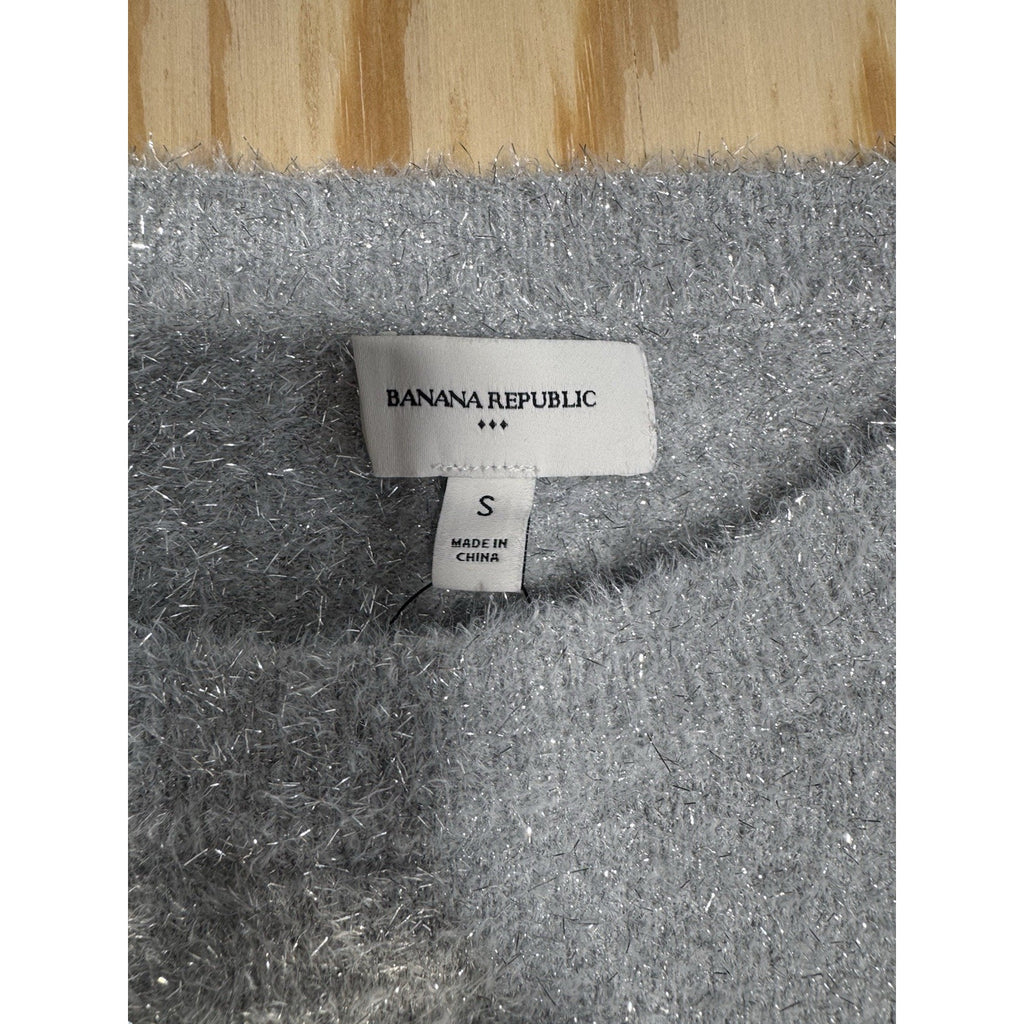 NWT Banana Republic Tinsel Sweater Dress Gray Metallic Long Sleeve Size S