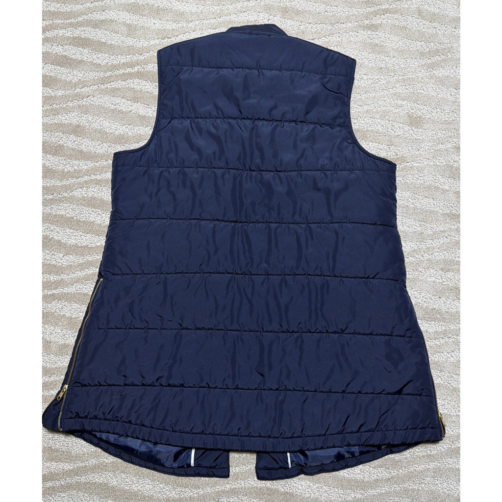 Crown & Ivy Curvy Women 2X Navy Blue Puffer Vest Quilted Snap Front Pockets