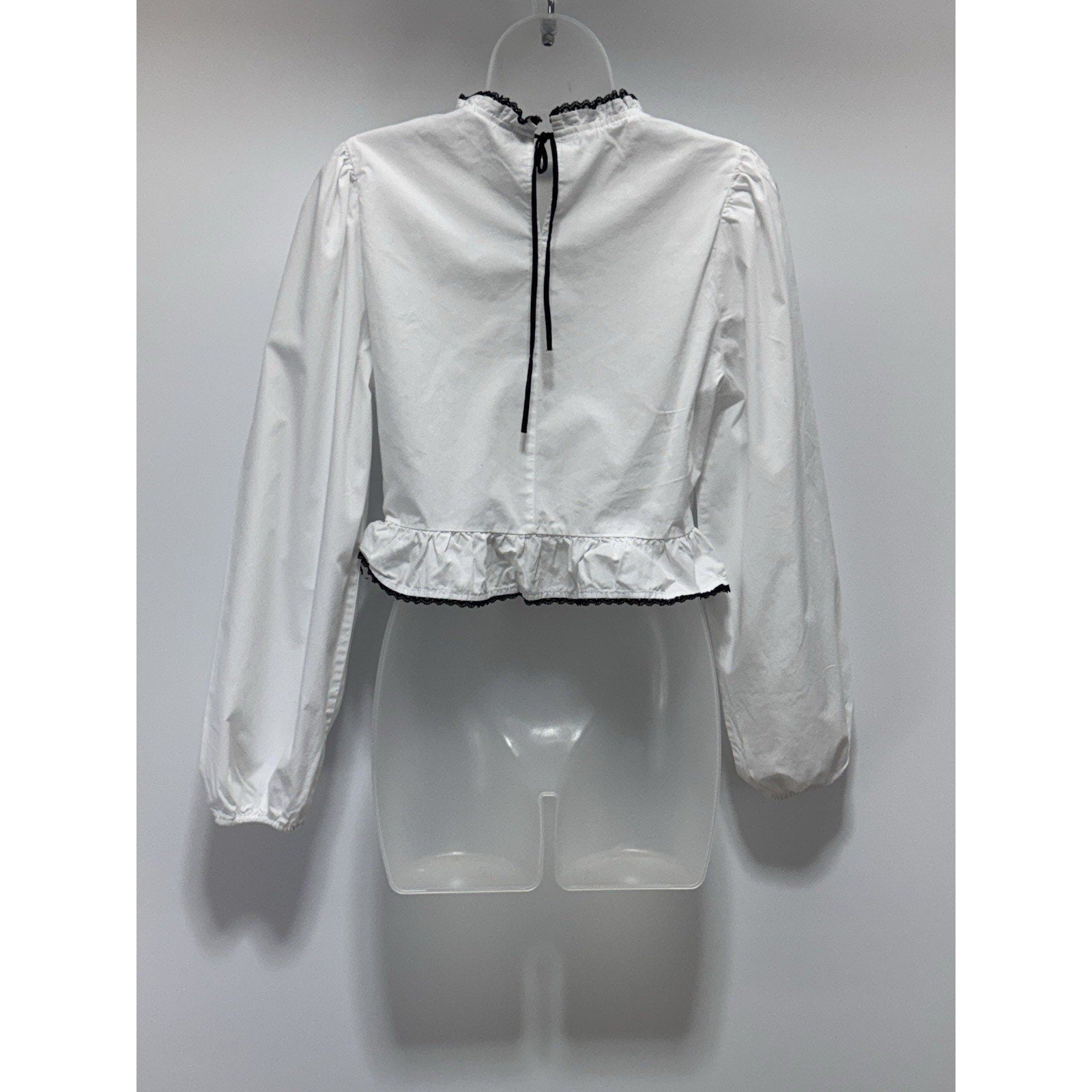 Divided H&M PUFF-SLEEVED PEPLUM Cropped Blouse Women’s Size Medium NWOT