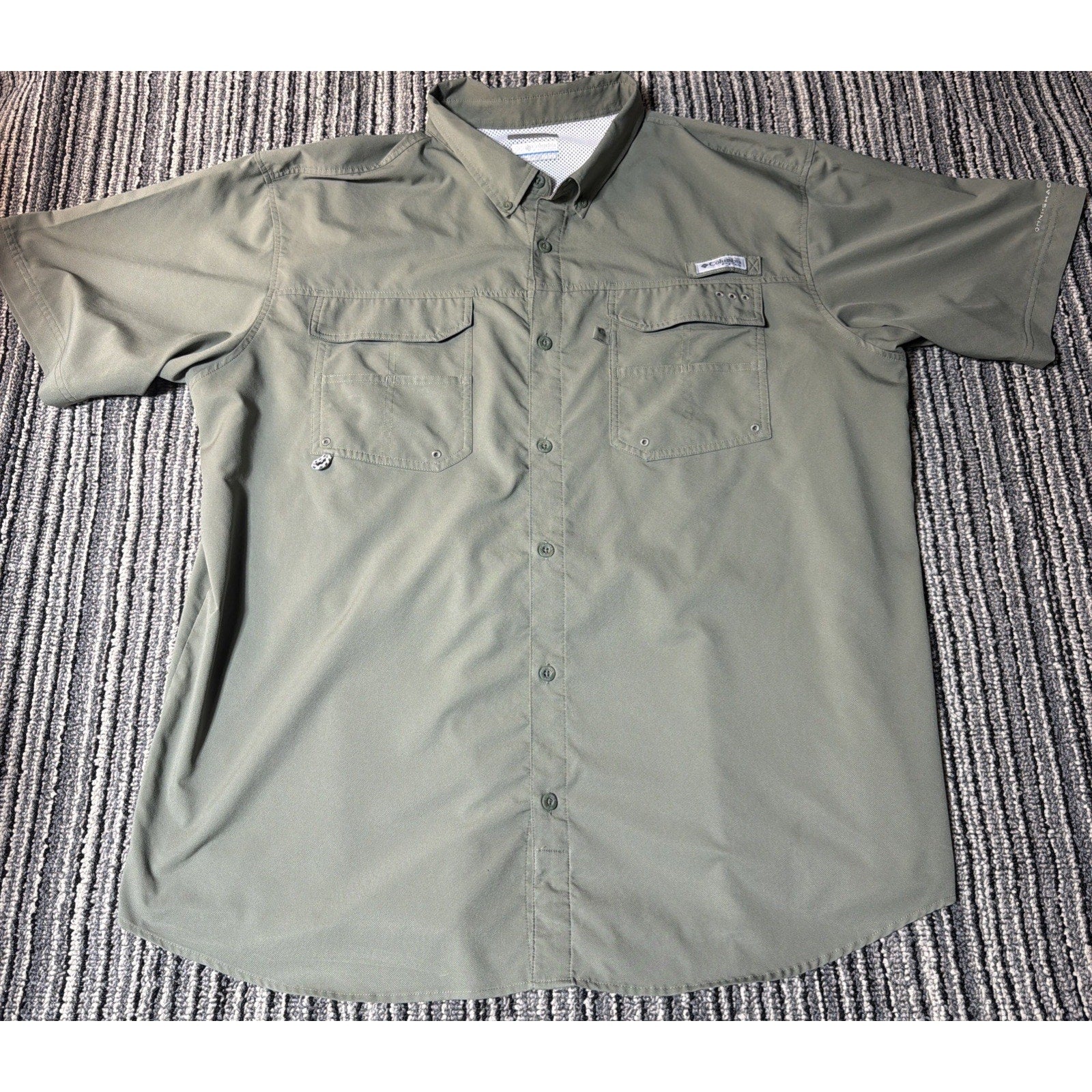 Columbia PFG Tamiami II Green Fishing Shirt Mens 2XL Omni Shade Short Sleeve