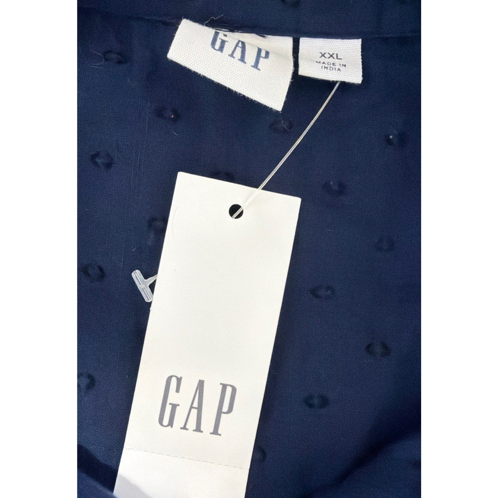 Gap Shirt Womens XXL Blue Button Up Embroidered Swiss Dots Top Casual Boho New