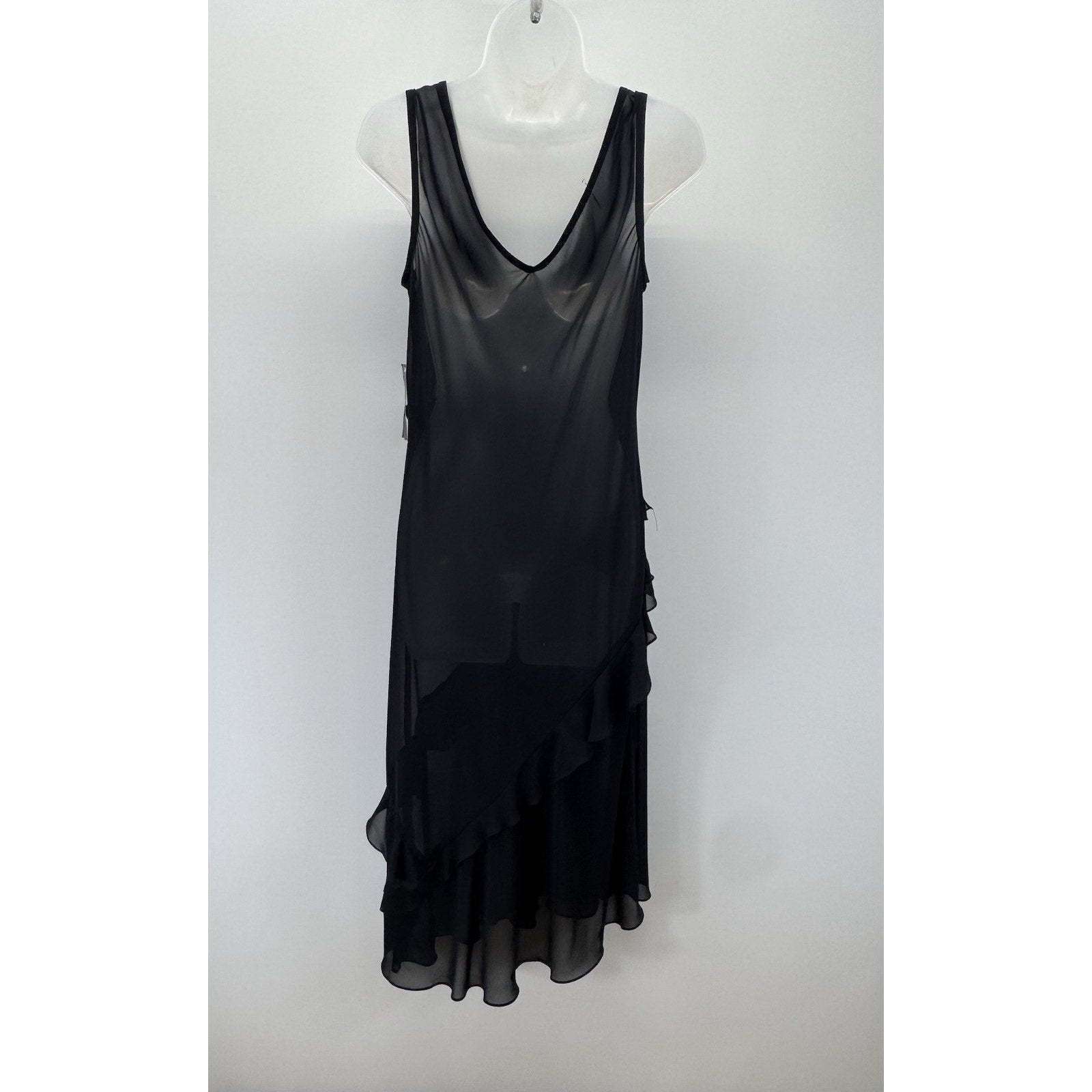 CACHET Vintage Sheer Dress/Cover Up Black Ruffled Women’s Size 12 New With Tags