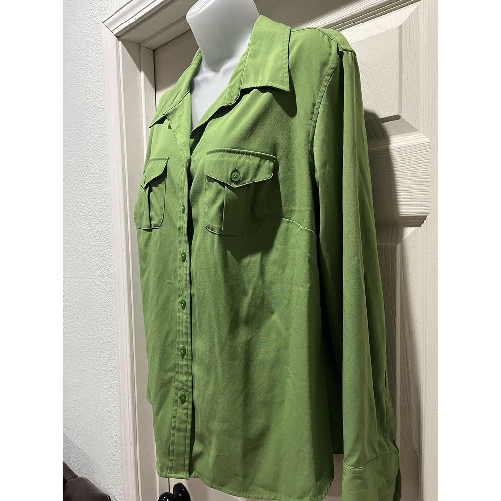 Lane Bryant green button front shirt cotton blend women's 14/16