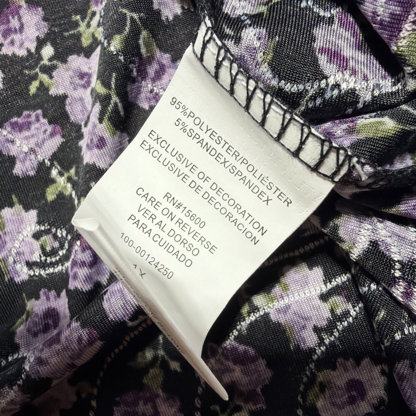 Napa Valley Womens Floral Embroidered Print 3/4 Sleeve Top Plus 1X Stretch NWT
