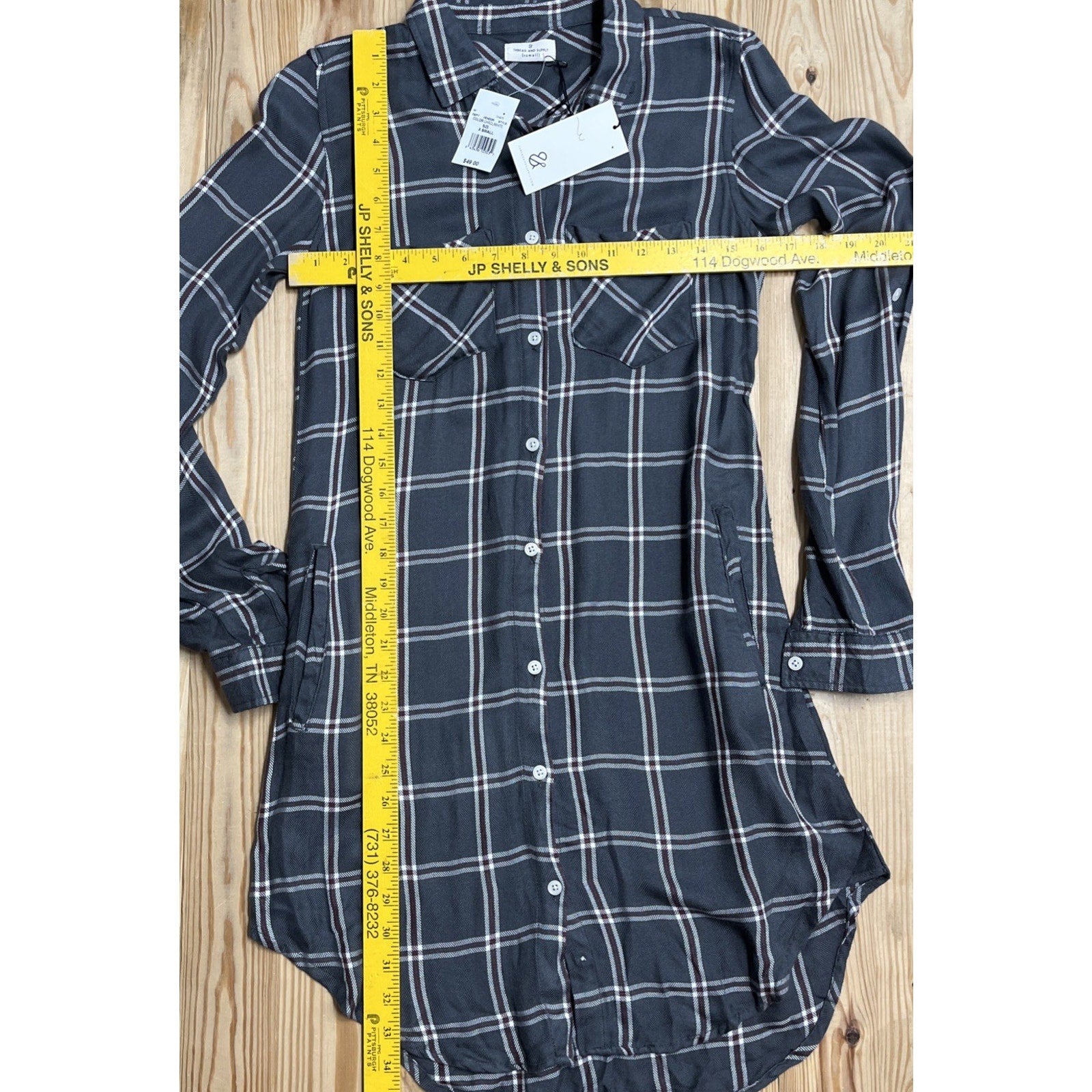 NWT Thread And Supply Button Up Shirt Dress With Pockets Size Extra Small