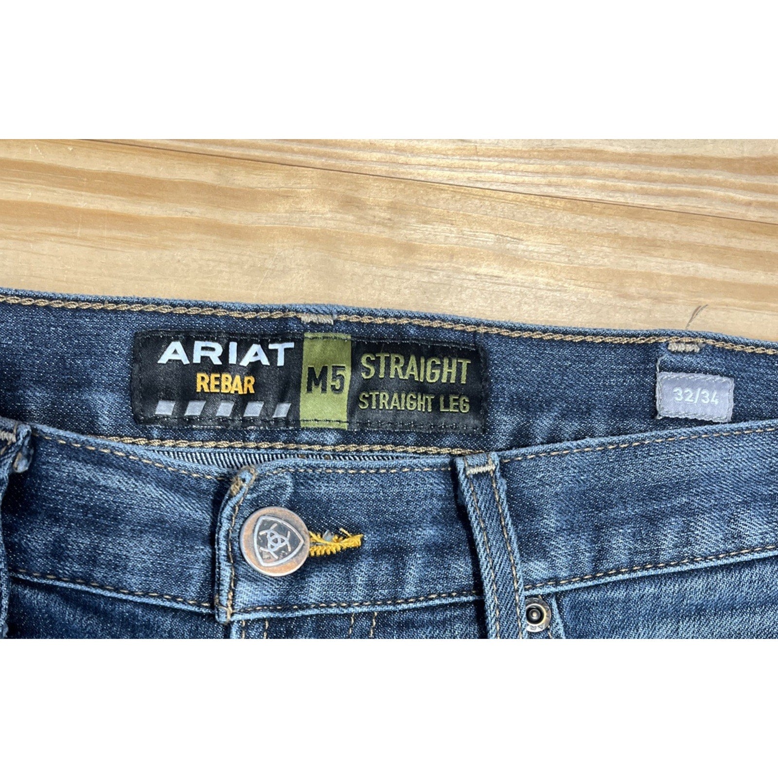 Ariat Rebar Jeans Men's Size 32x34 M5 Straight Fit Straight Leg Medium Wash Work