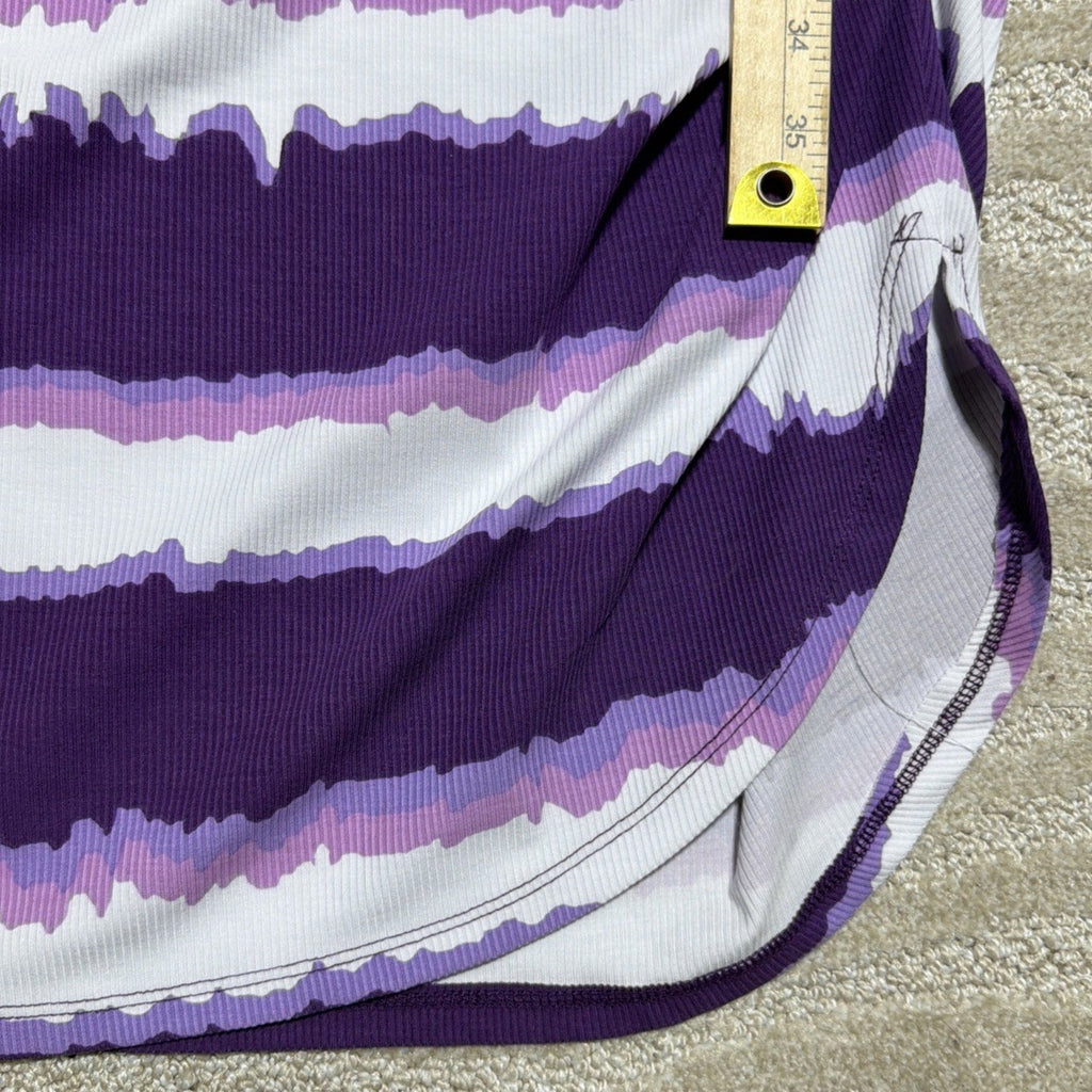 New Ashley Stewart Womens striped dress purple midi Short sleeve size 22/24 NWT