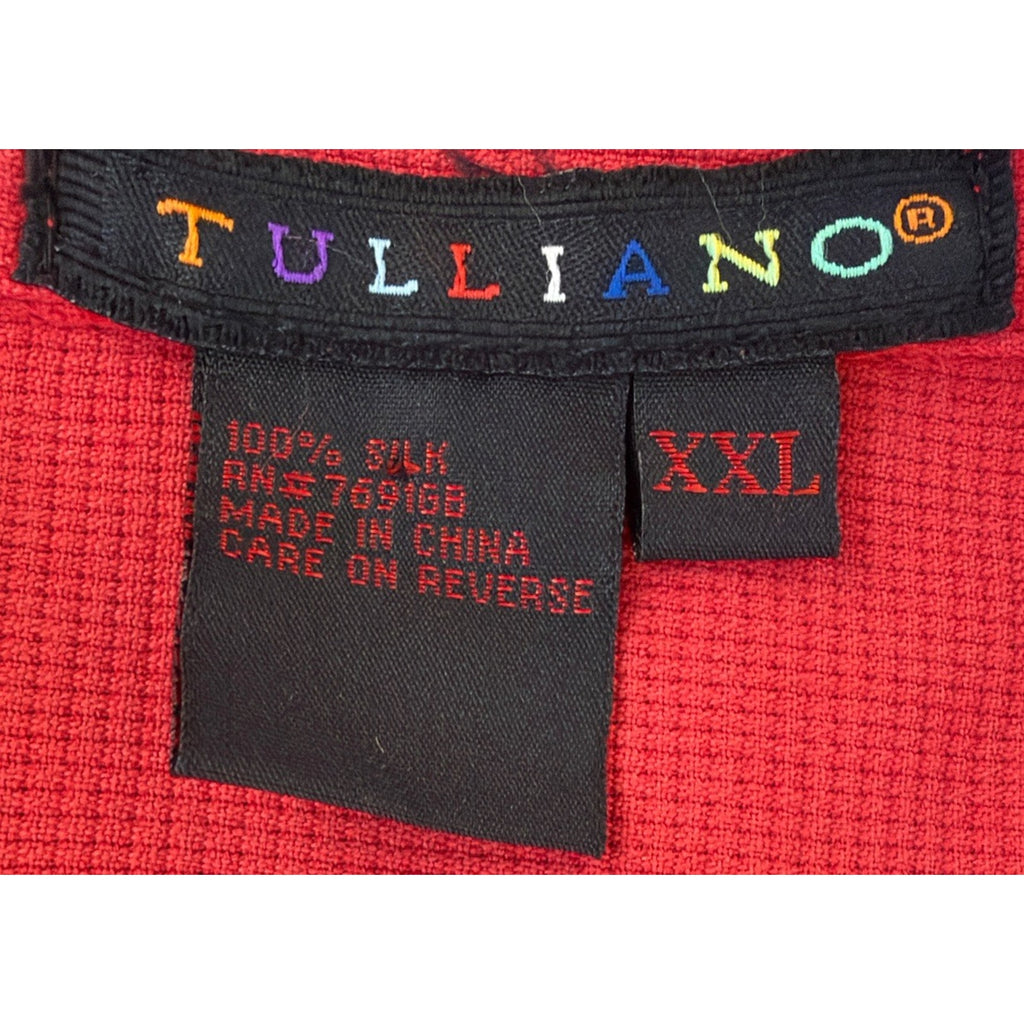 Tulliano Mens 2XL Luxury Short Sleeve Button 100% Silk Camp Shirt Coastal NWT