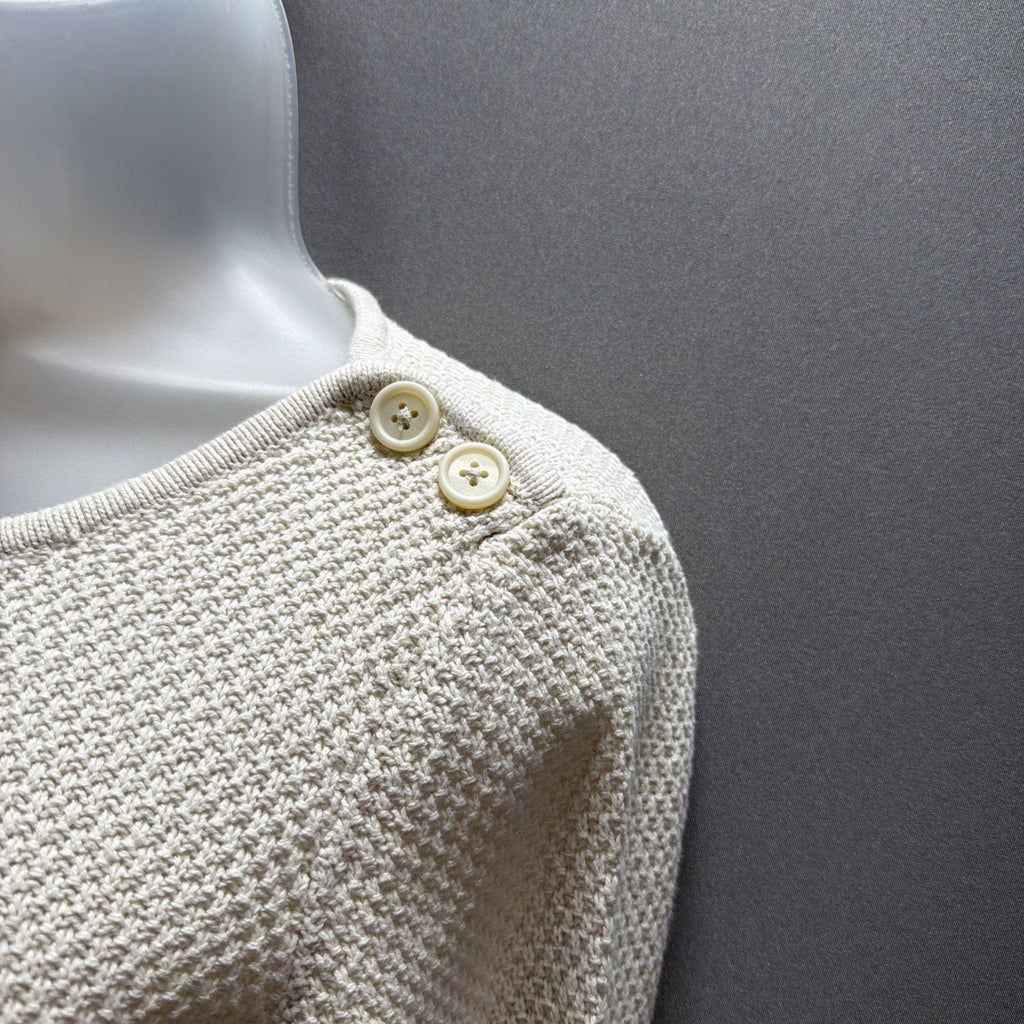 Ann Taylor Loft Button Shoulder Detail Sweater Ivory Sz Small Petite