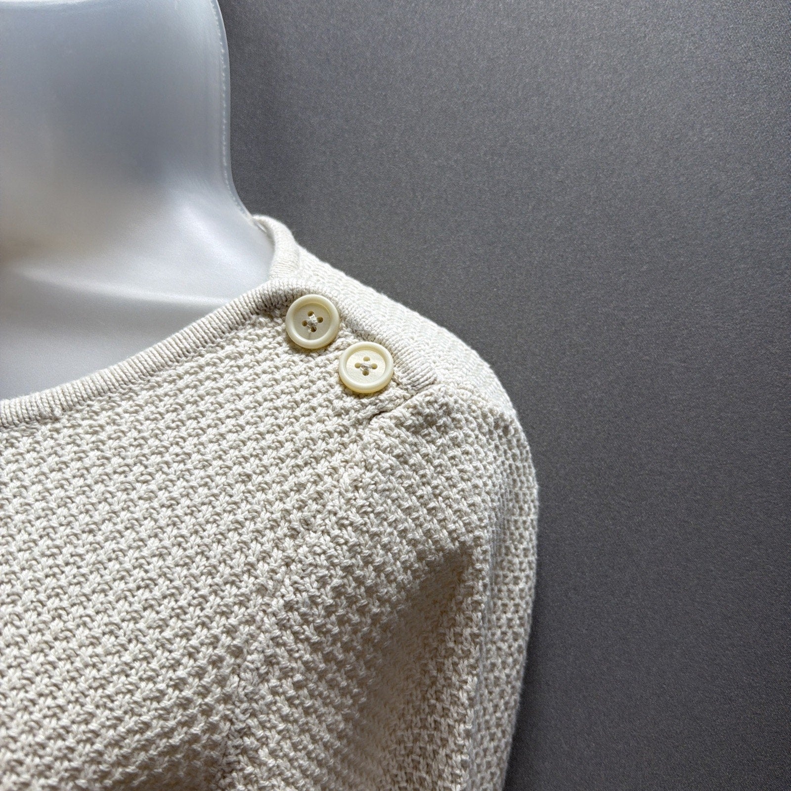 Ann Taylor Loft Button Shoulder Detail Sweater Ivory Sz Small Petite