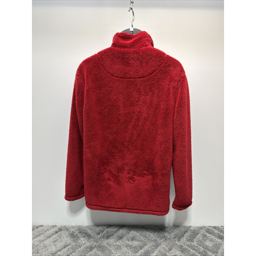 True Grit Pebble Pile Pullover Sherpa 1/4 Zip Pullover Red Size Medium