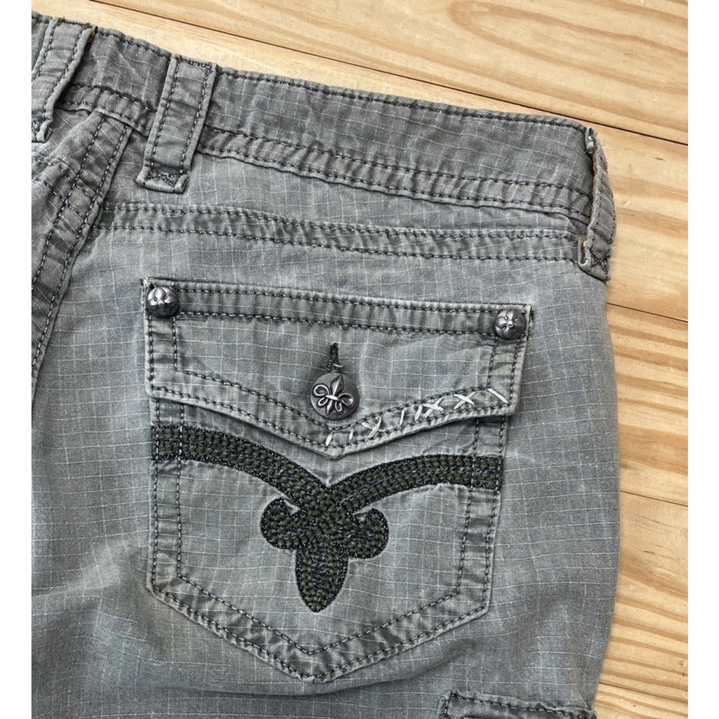 Rock Revival Jeans Cargo Capris Women 27 Green Grunge Y2K