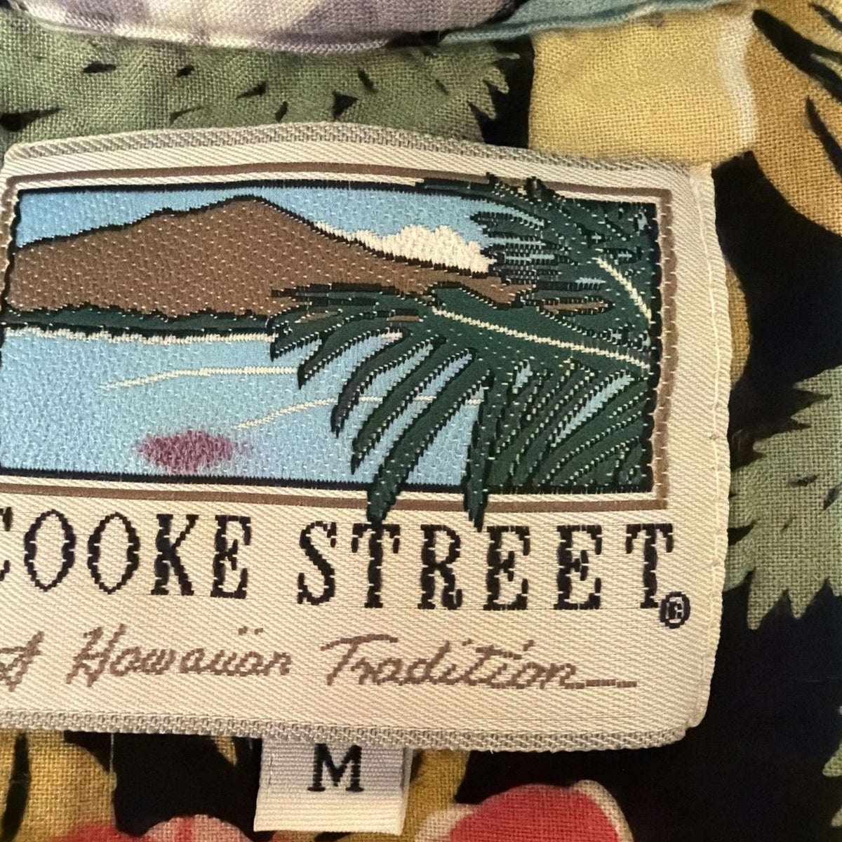 Cooke Street Polo Shirt Mens Medium Black Hawaiian Floral Cotton Knit Top