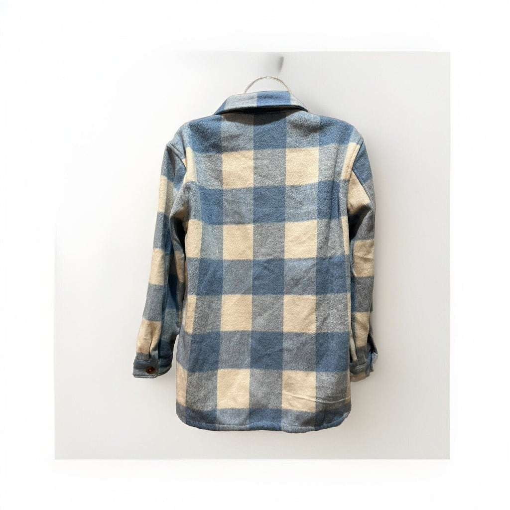 Members Mark Girls Blue Plaid Shacket Pockets Relaxed Fit Sz XL 14-16