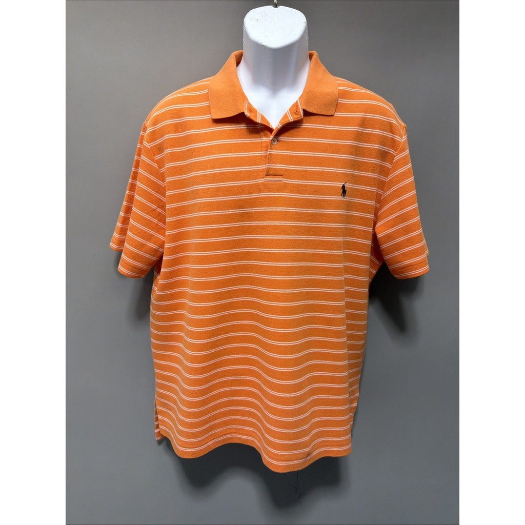 Polo Ralph Lauren Mens L Cotton Polo Shirt Orange Golf Preppy Casual
