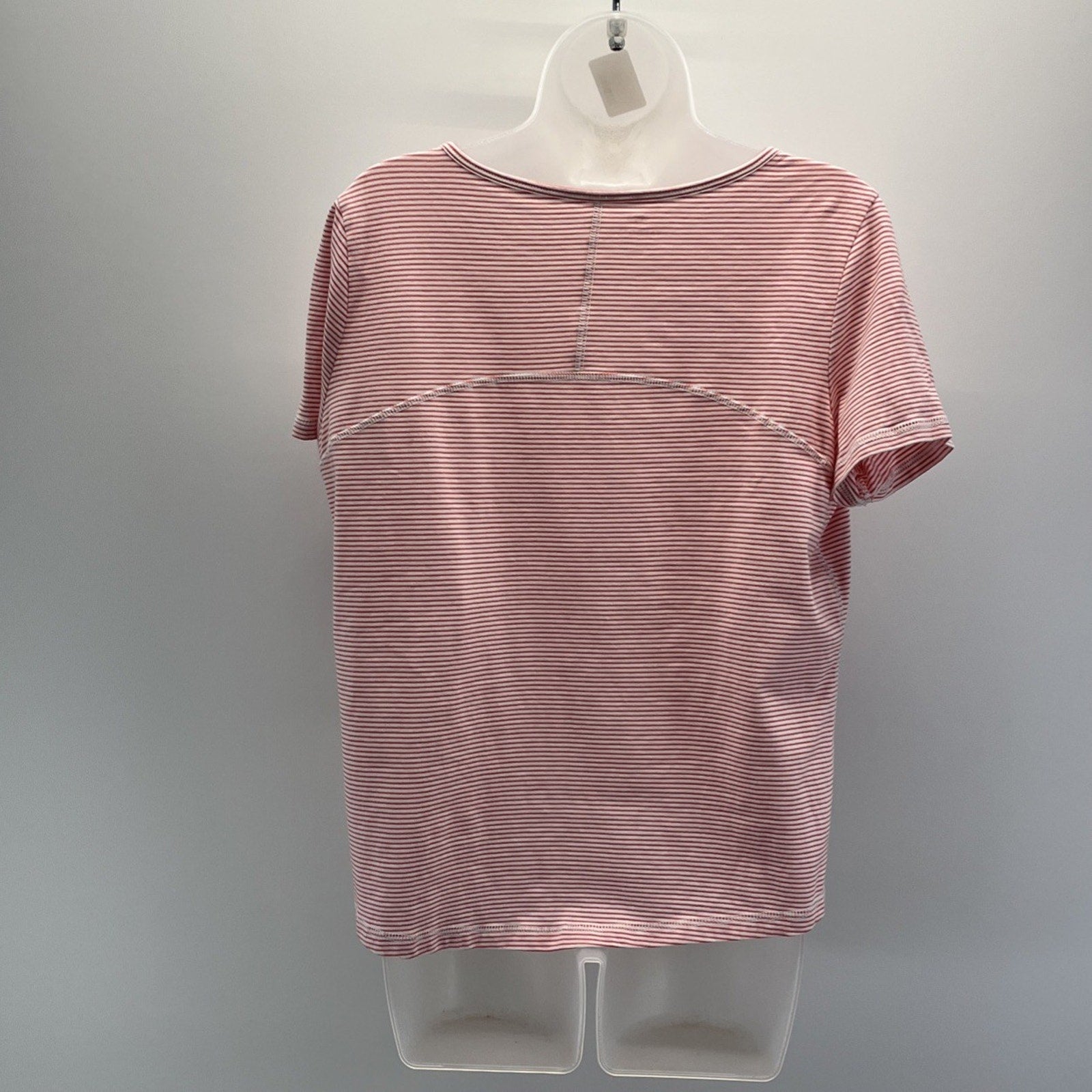 Talbots Size 1X Plus Cotton Pink/White Mix Stripe Pullover Tee Top Blouse