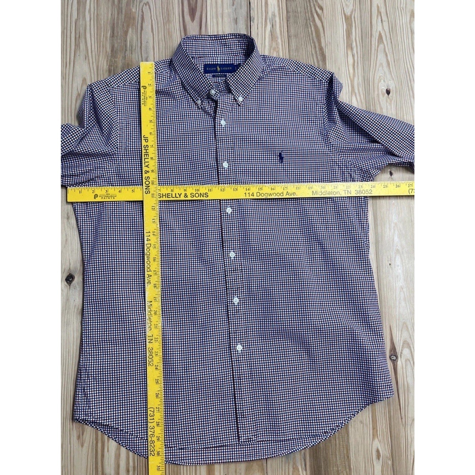 Ralph Lauren Red White And Blue Check Classic Fit Button Long Sleeve Shirt L