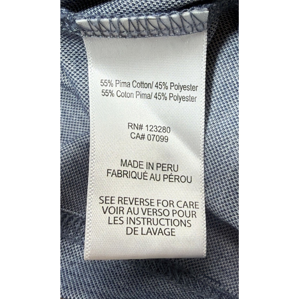 Travis Mathew Polo Shirt Mens L Blue Heather Flying Tortilla Quick Dry Golf EUC