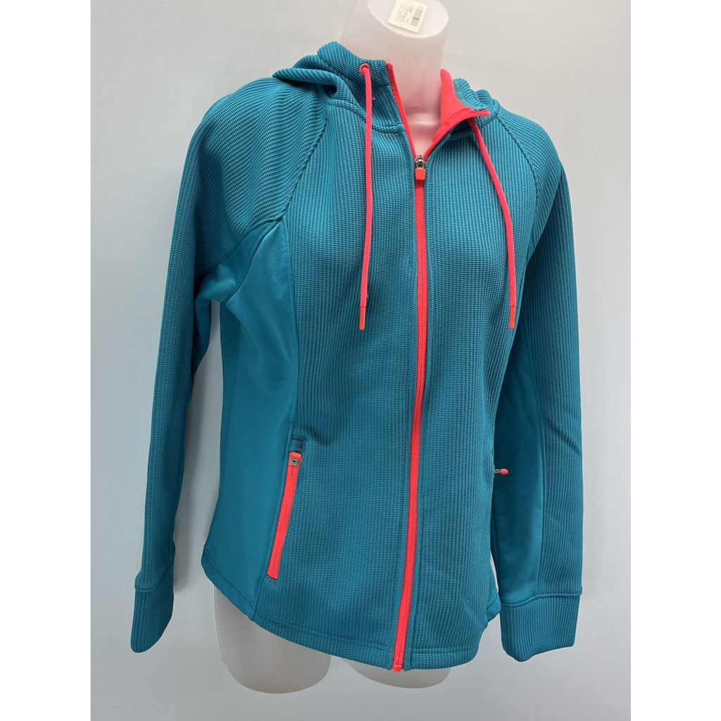 Swiss Tech Women’s Full Zip Hoodie Jacket Blue Pink Waffle Fleece Large M