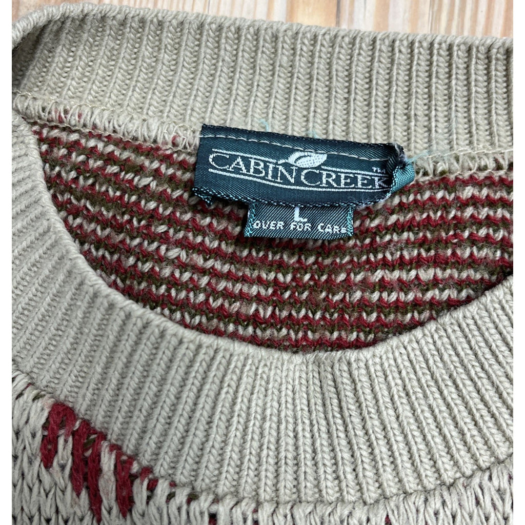 Cabin Creek Vintage 90s Knit Acrylic Sweater Spring Floral L Made In USA