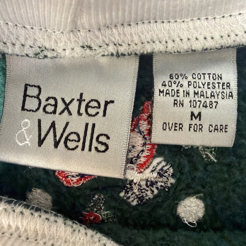Vintage Baxter & Wells Christmas Cardinal Embroidered Soft Fleece Sweater Size M
