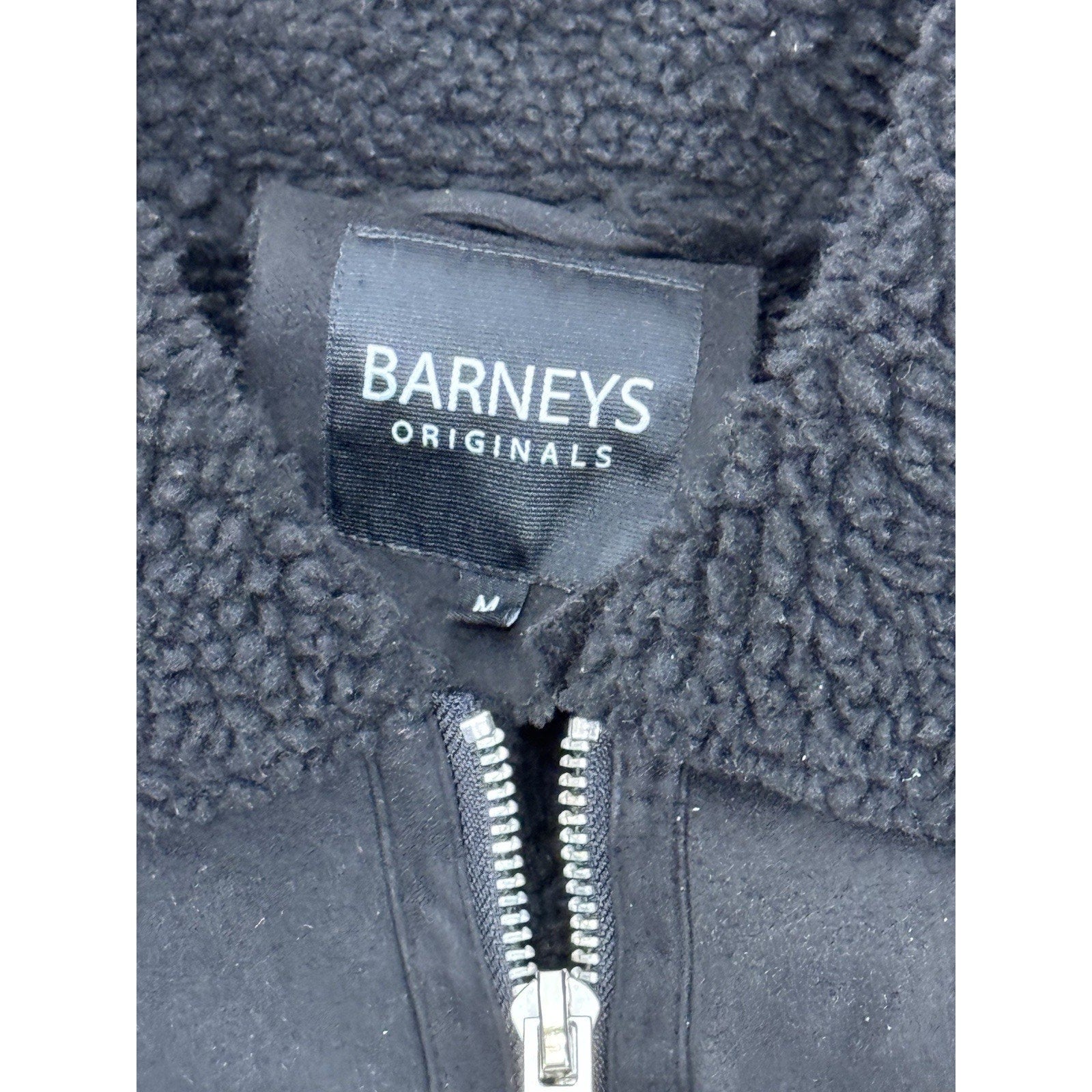 Men’s ‘Barneys Originals’ Faux Leather Shearling Bomber Jacket, Size Medium