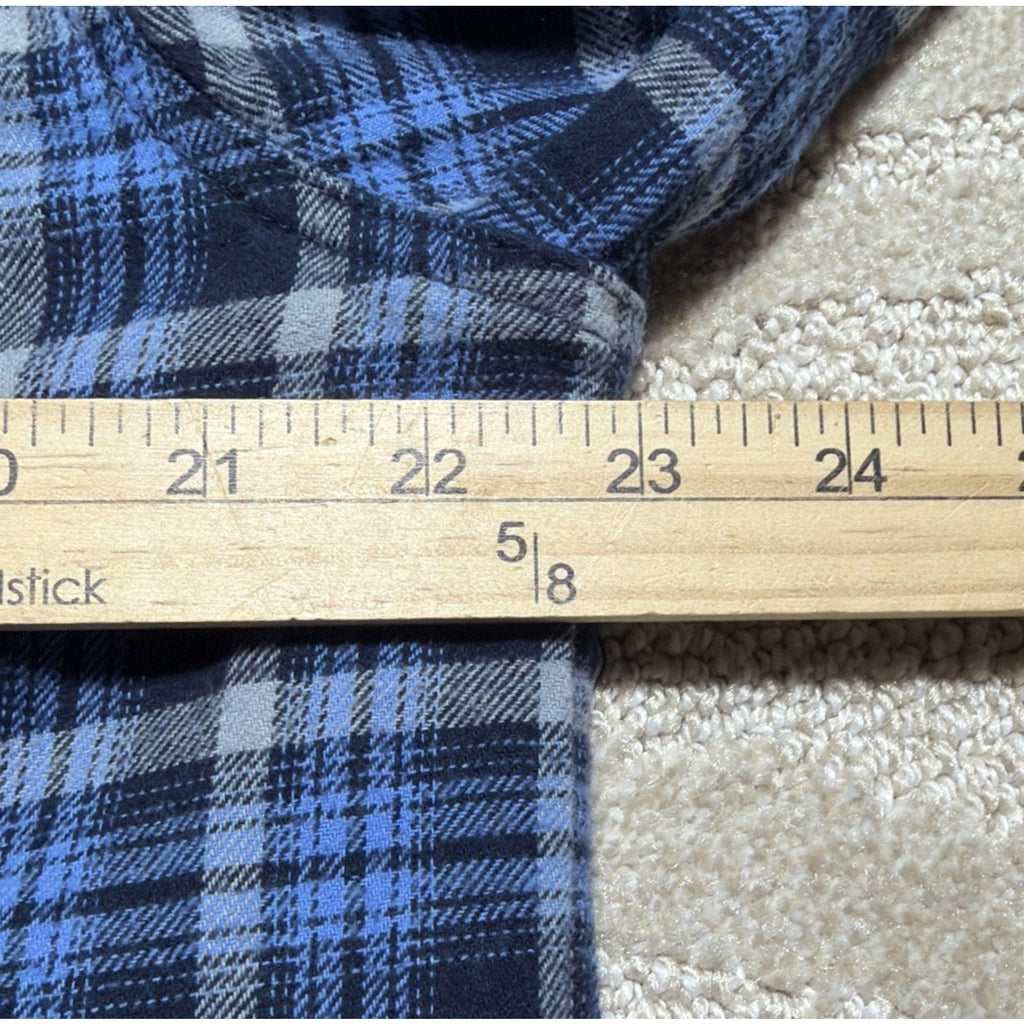 Eddie Bauer Men’s Size L 100% Cotton Flannel Blue Plaid Button Up Long Sleeve