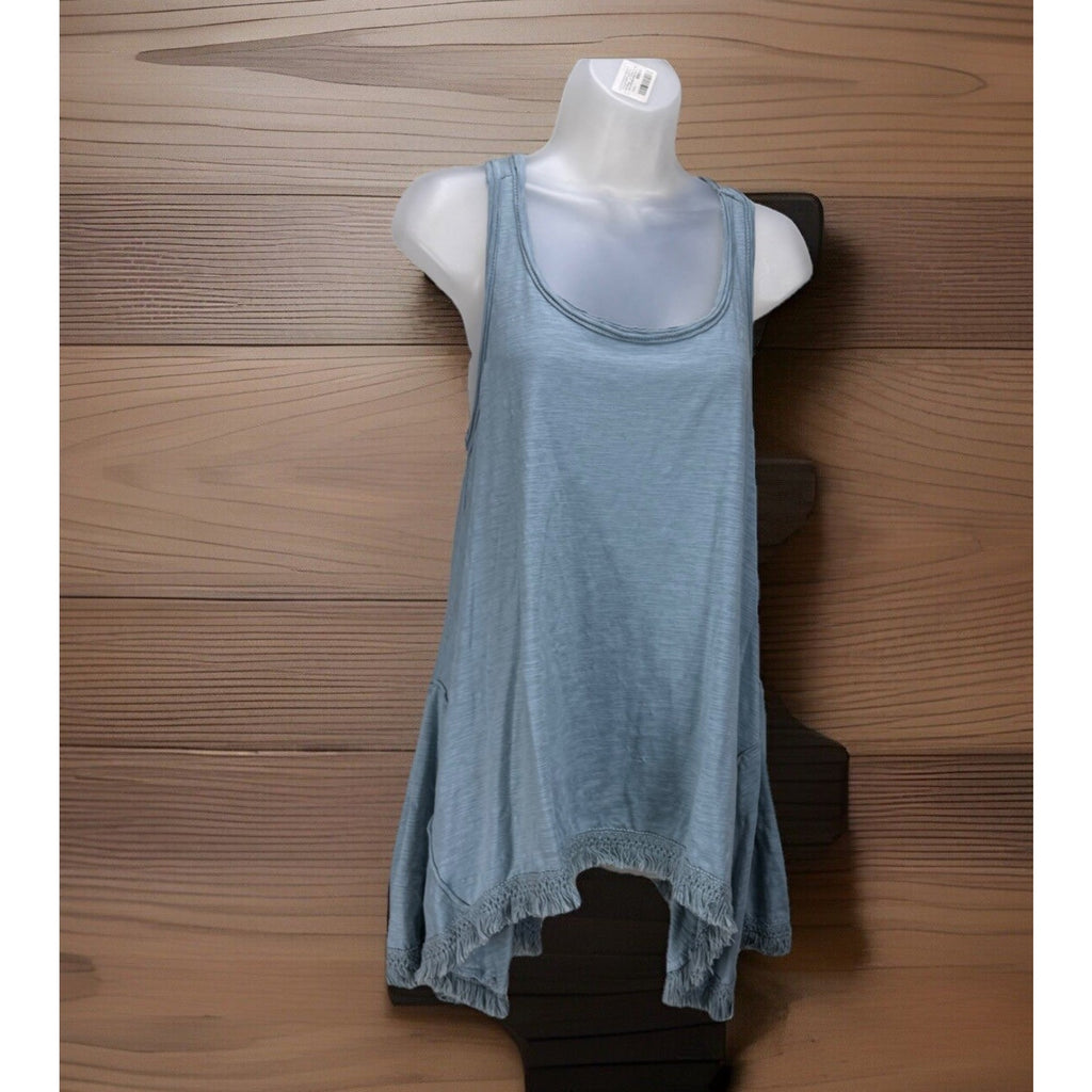 Umgee Green Ruffled Tank Women's Size Small Scoop Neck Stretch