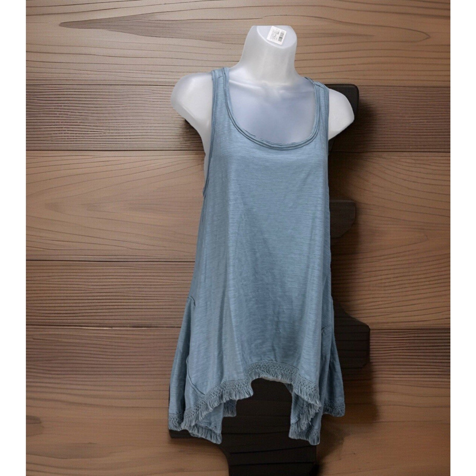 Umgee Green Ruffled Tank Women's Size Small Scoop Neck Stretch