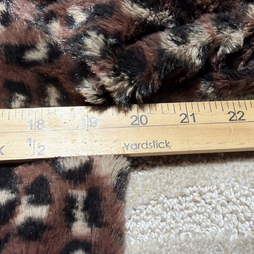 I.N. San Francisco Leopard Faux Fur Jacket Womens L Open Front Crop NWT Soft