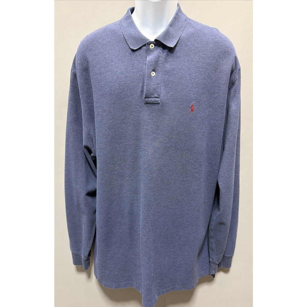 Ralph Lauren Polo Mens 2 Button Long Sleeve Embroidered Shirt XXL Navy Preppy