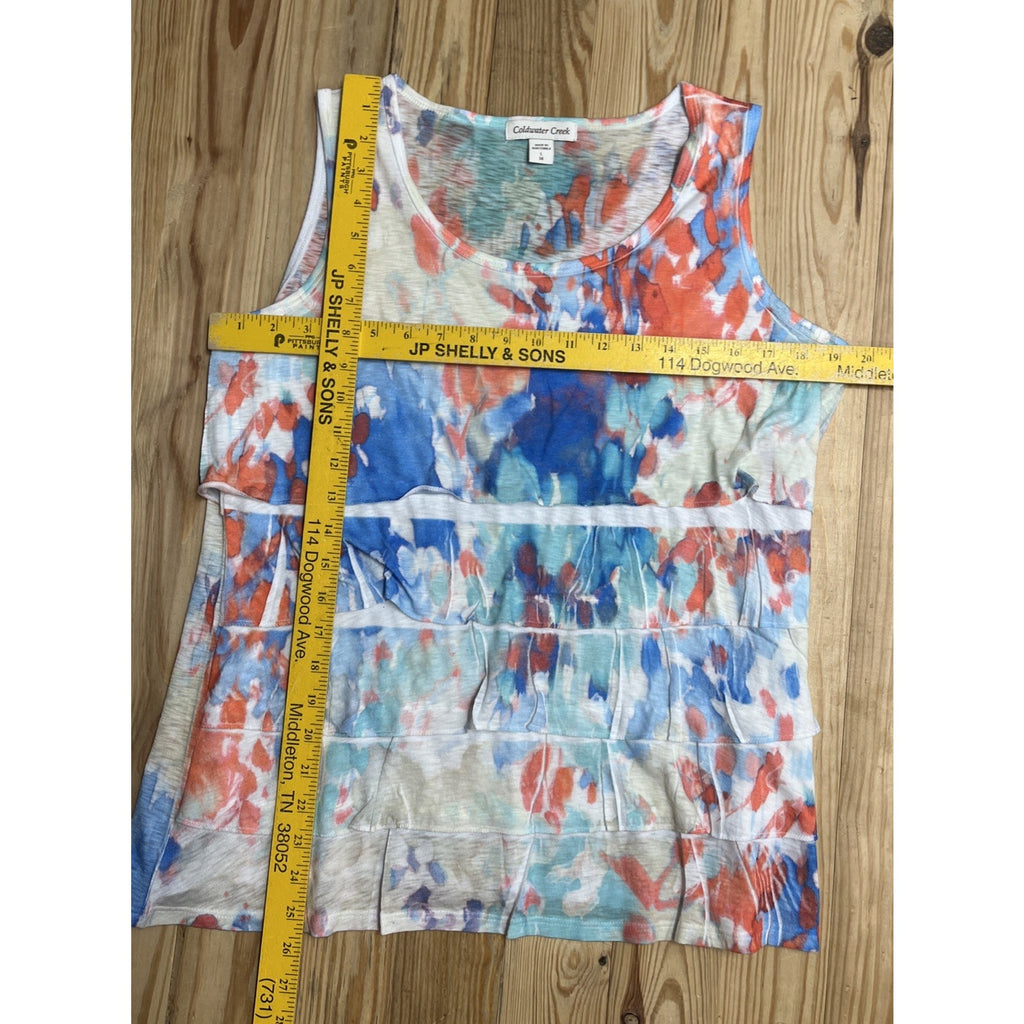 Coldwater Creek Tank Top Womens Size L Tiered Sleeveless Multicolor Base Layer