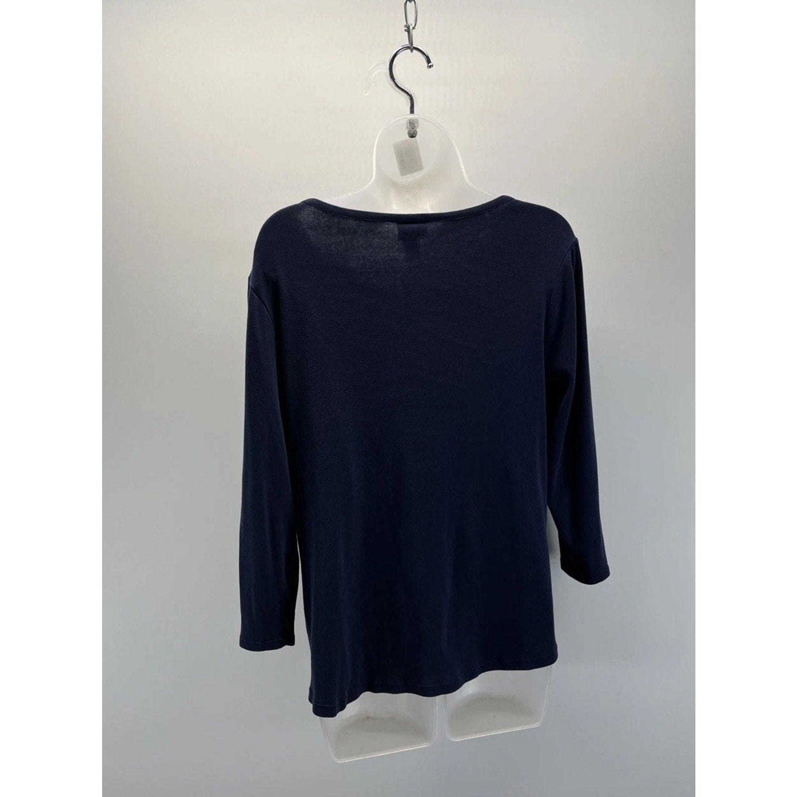 Chico's 3 Navy Blue VNeck 3/4 Sleeve Tunic Top Size 1 M