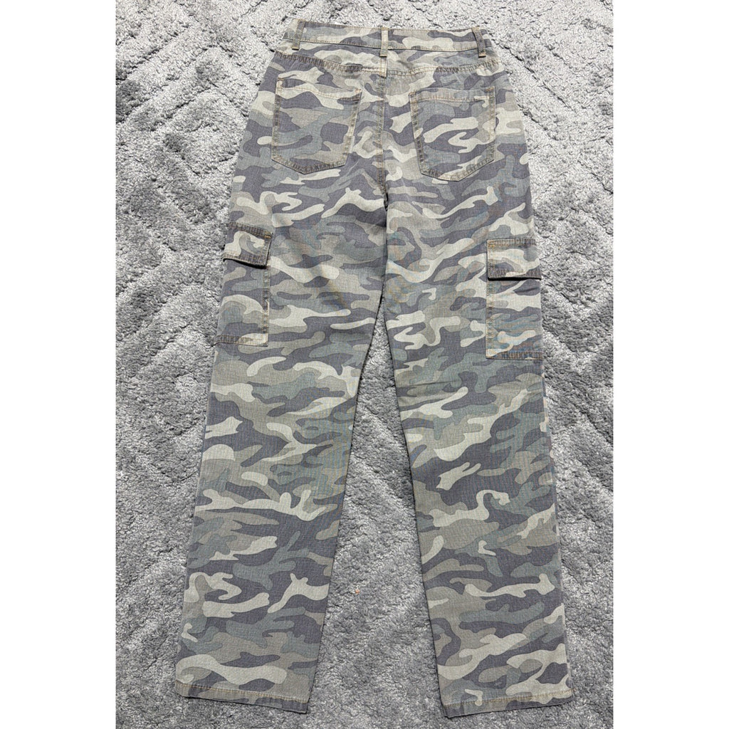 Sincerely Jules Camo Cargo Pants High Rise Straight Relaxed Fit Green 1/24 New