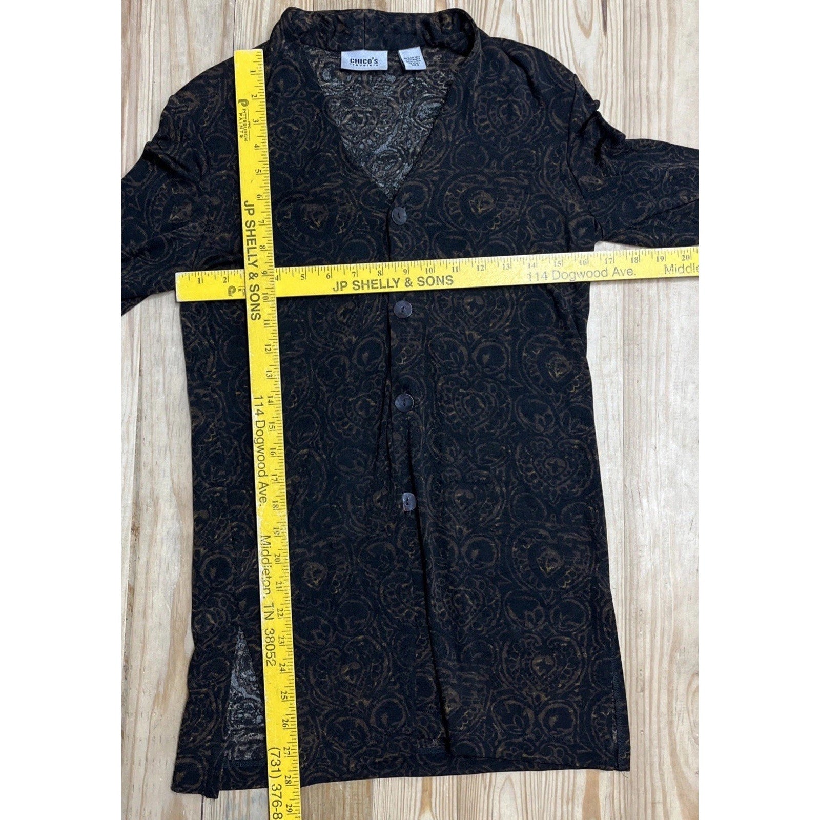 Chicos Top Womens Button Baroque Slinky Knit Travelers Collared Tunic Made USA 0