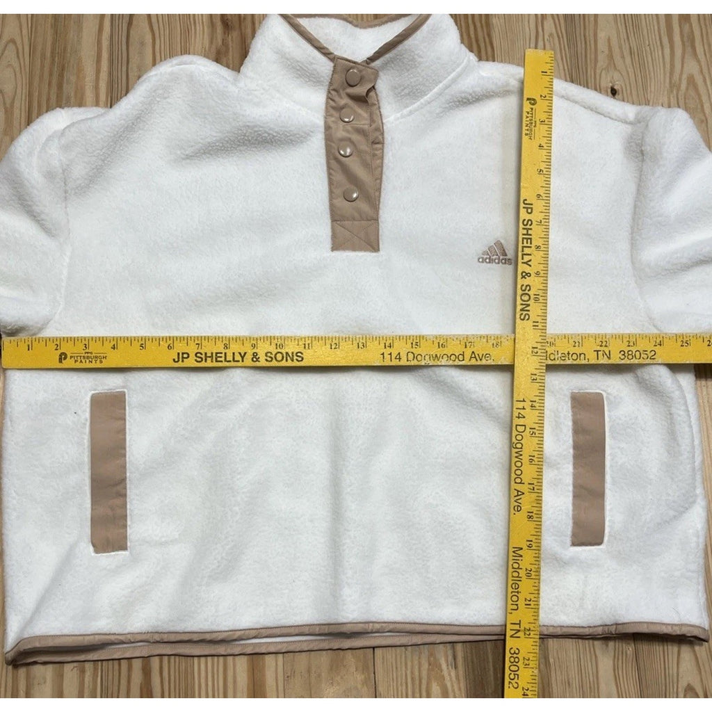 NEW ADIDAS BEIGE. 1/4 SNAPS BUTTONS WINTERIZED POLAR FLEECE PULLOVER JACKET 2XL