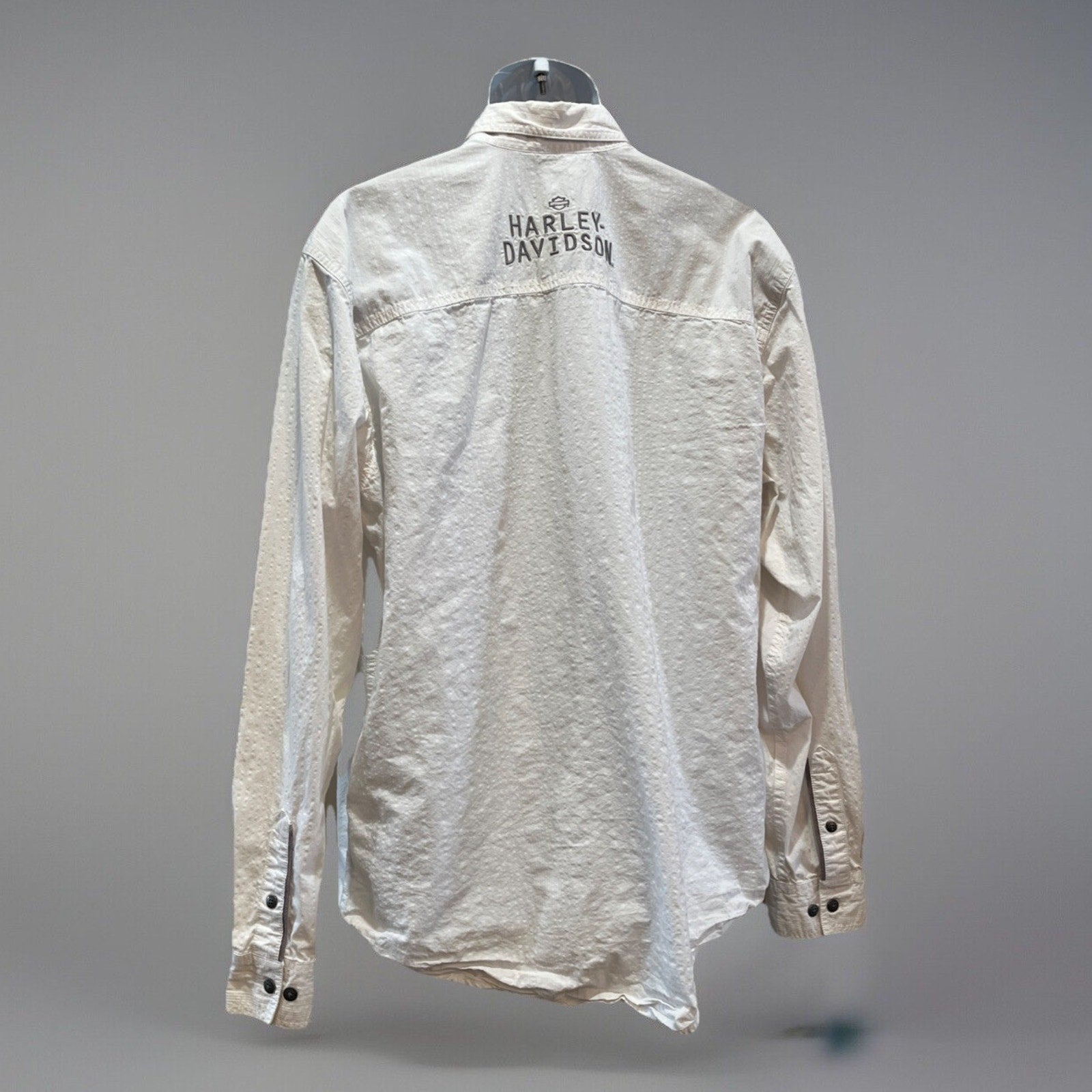 Harley Davidson Men’s White Denim Longsleeve Button Up Bar And Shield Logo XL