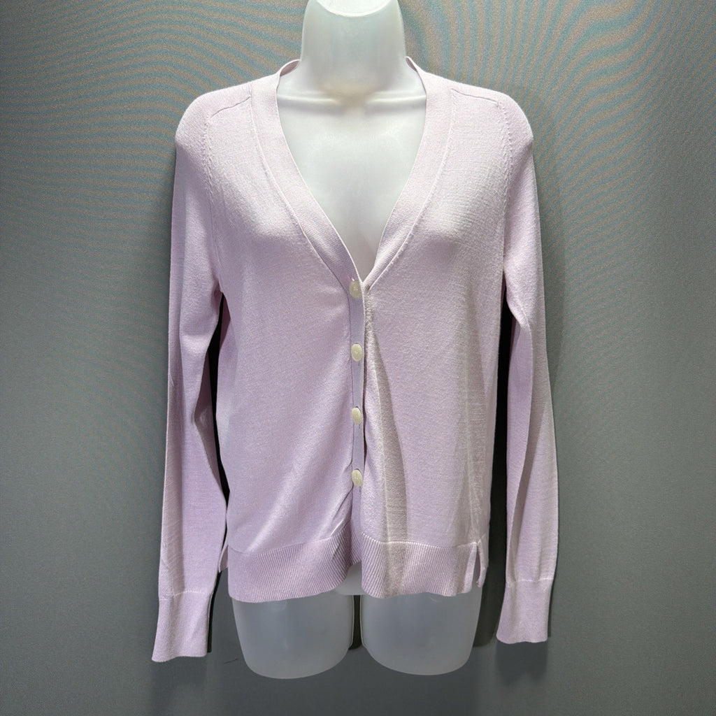LOFT Womens Cardigan Sweater V Neck Lightweight Viscose Pale Pink Size XS