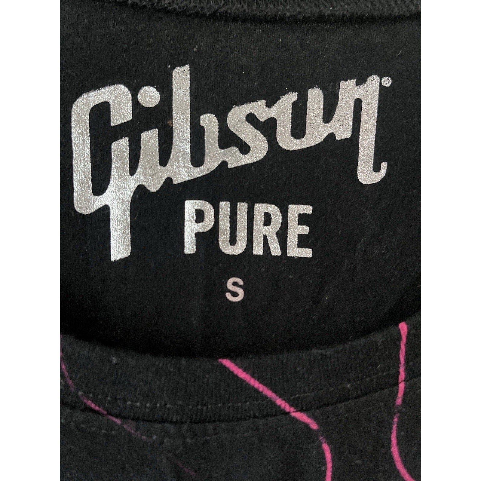 Gibson Pure T-Shirt Black Hot Pink Junior Size Small New Without Tags Vintage